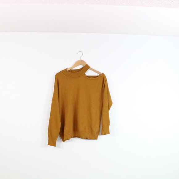*Le Chateau Mustard One Open Shoulder Long Sleeve Sweater - Picture 3 of 6